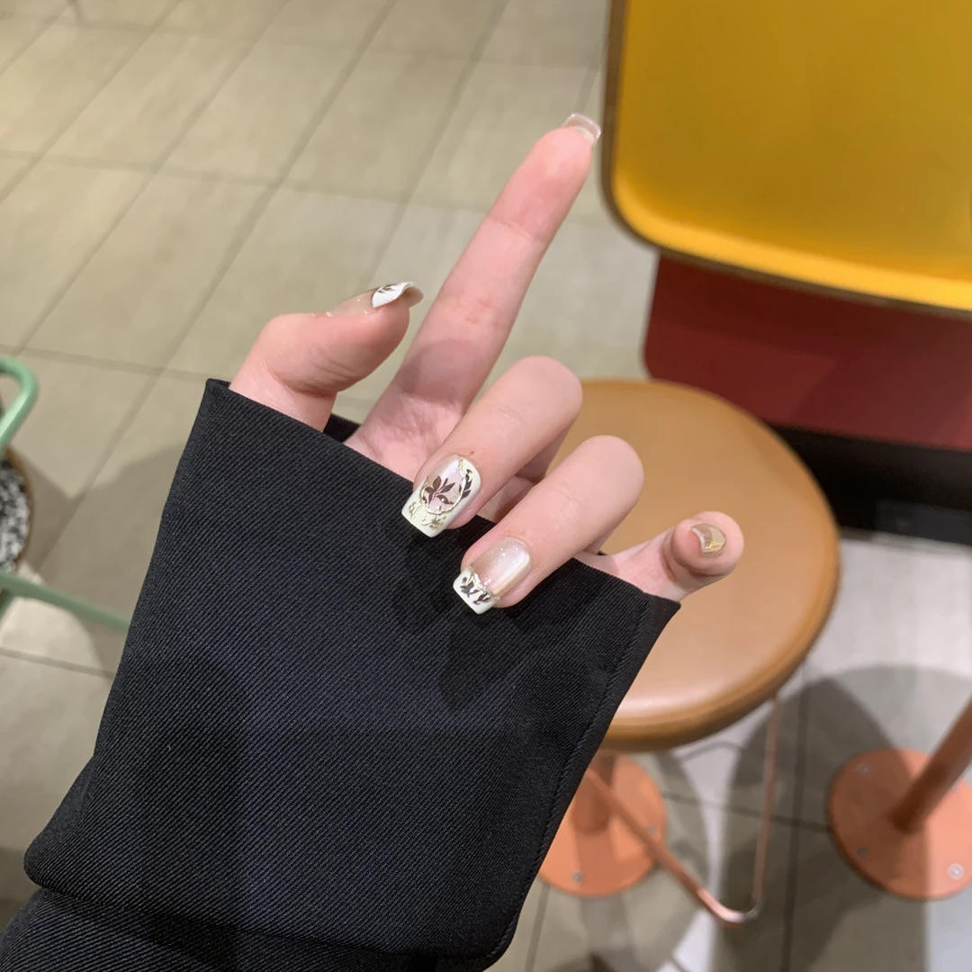 法式鎏金国风黑竹子#《小柒家》秋冬爆款半手工穿戴甲125