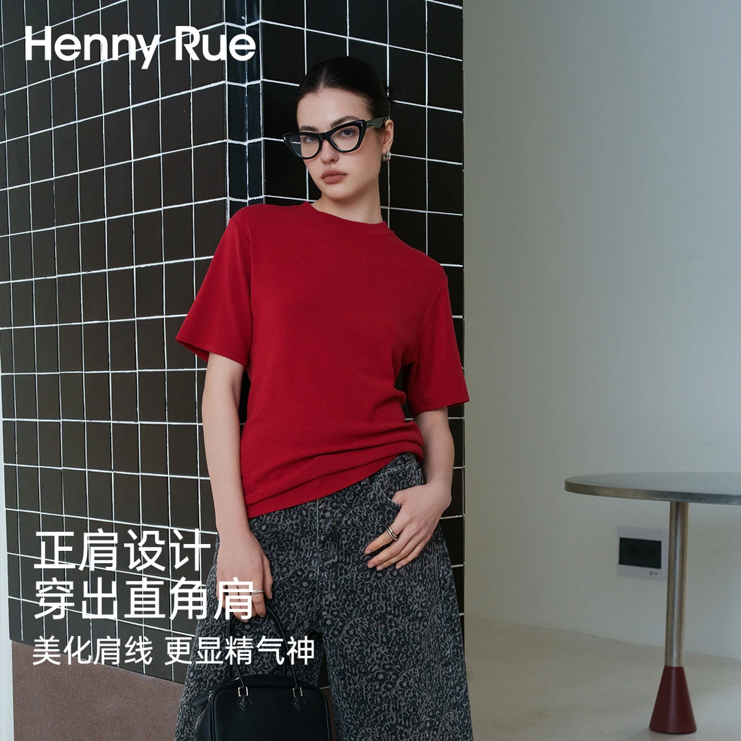 HennyRue正肩时尚休闲百搭中性松版短袖25222