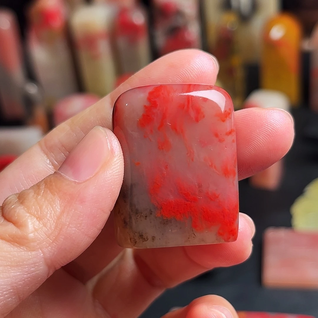 巴林石印石鸡血石随形章