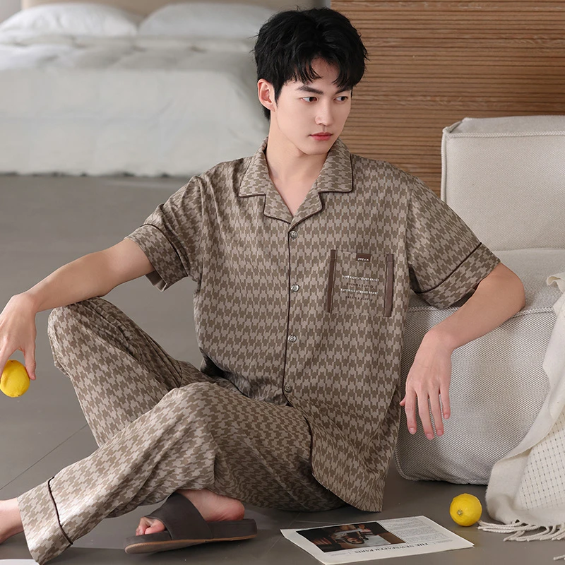 【凉感爽棉】睡衣男纯棉套装凉感开衫短袖长裤男士家居服中年男款