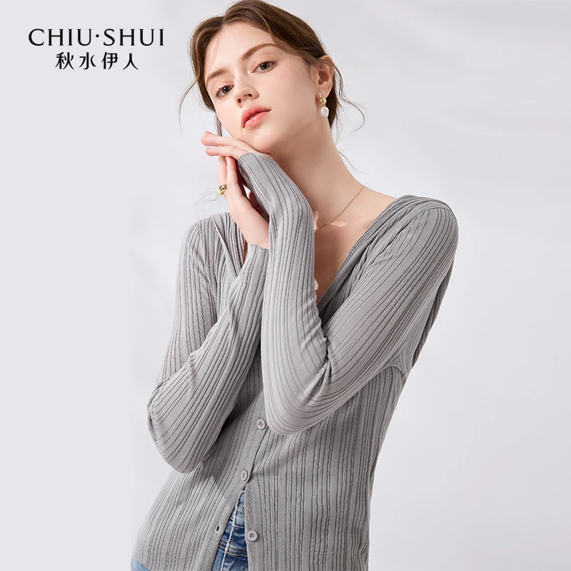 【辛小北】秋水伊人纯色连帽针织开衫女风长袖上衣624204C100665