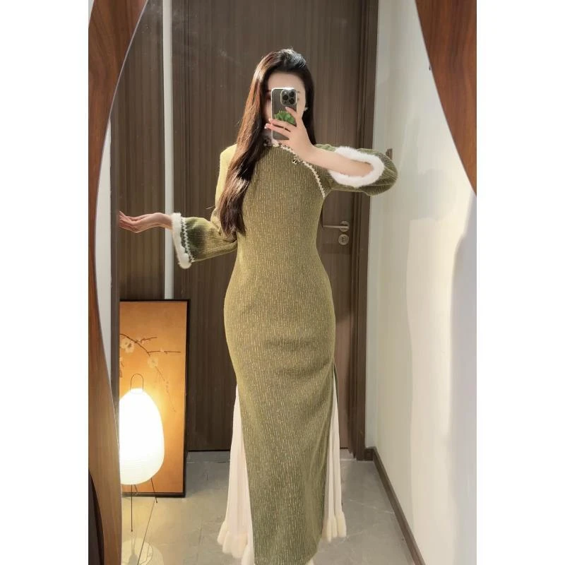 苏故里【嫣然若离】加绒秋冬文艺显瘦新中式日常旗袍气质衣长120