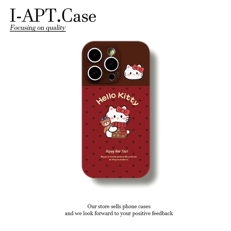 红小爱心KT围巾熊菲林软壳适用iPhone苹果16手机壳华为oppo小米vi