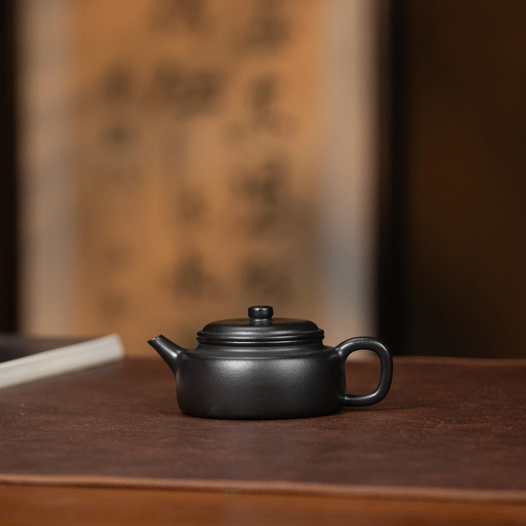 【利贞l大口扁钟】原矿紫泥还原烧 约130cc 手工制作紫砂壶 茶具LZ