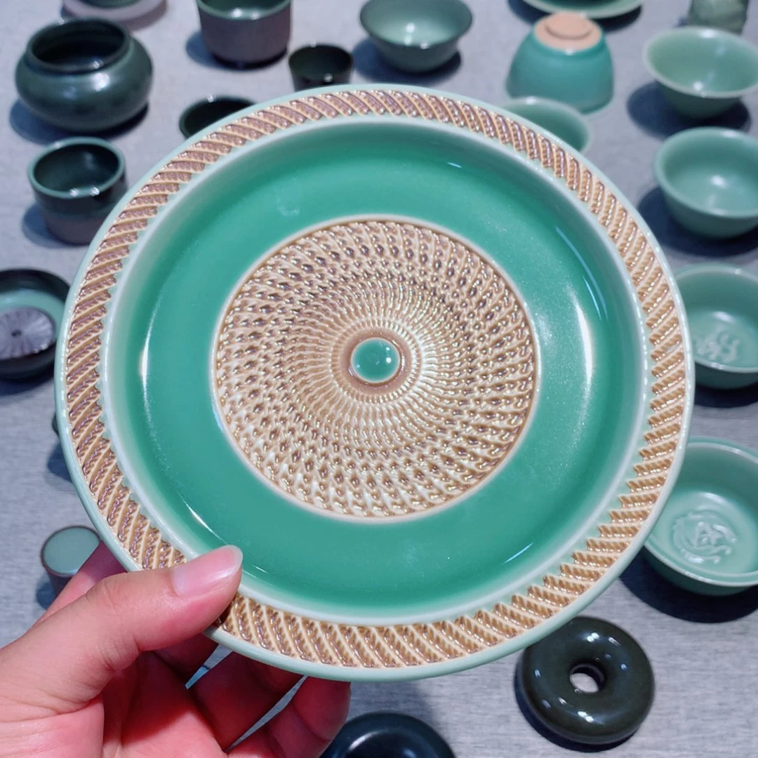 笑*生龙泉青瓷茶具壶承