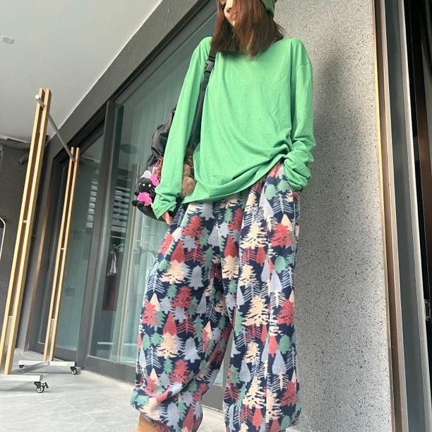 韩版提花阔腿休闲女裤宽松显瘦百搭