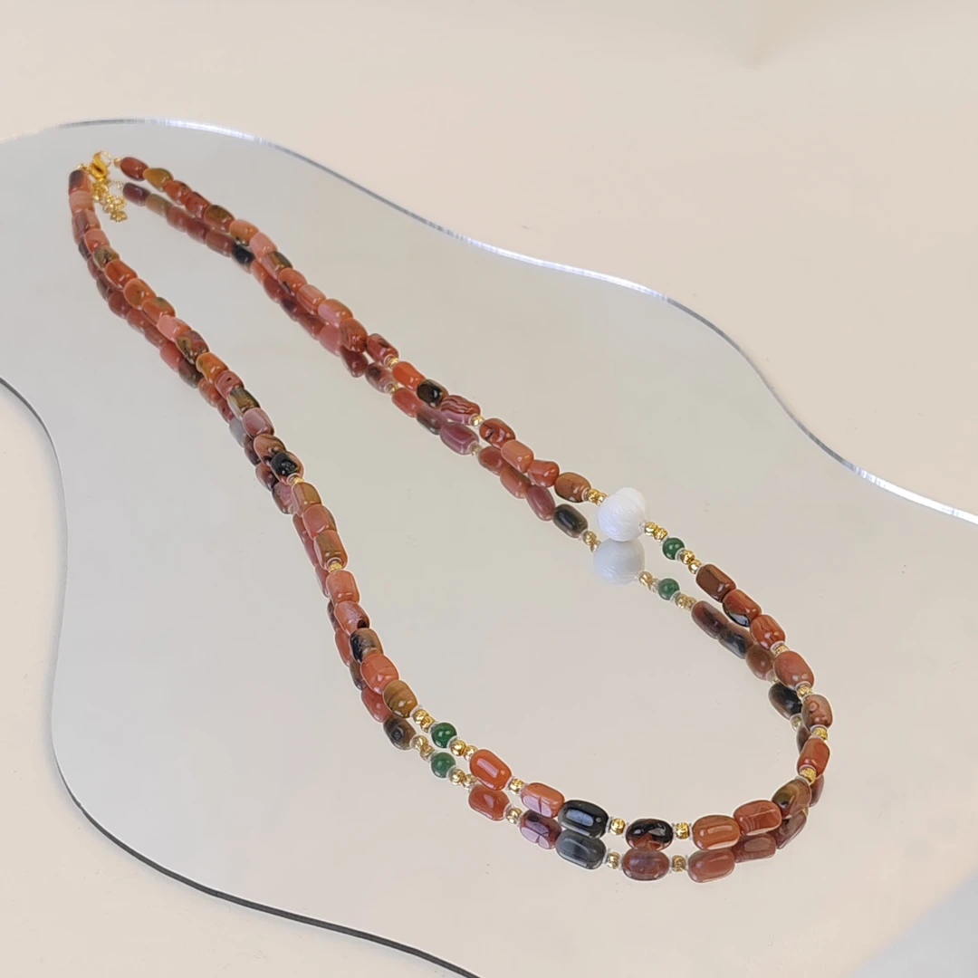 随形包浆猛犸小屁桃项链（多样性发其一）