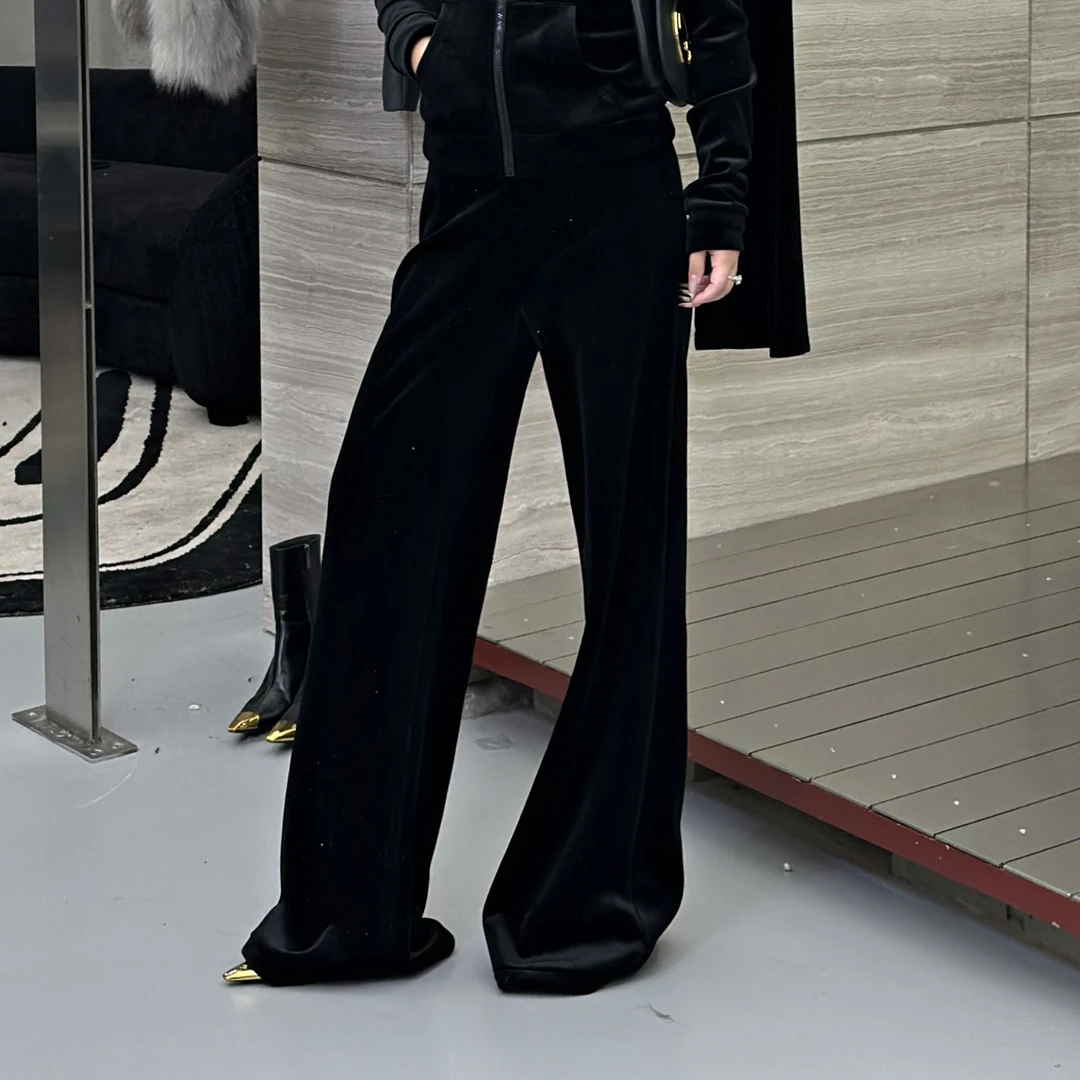 G. yantong/郭彦彤【静谧星空】加绒烫钻轻奢感休闲裤女TZ502蕾丝