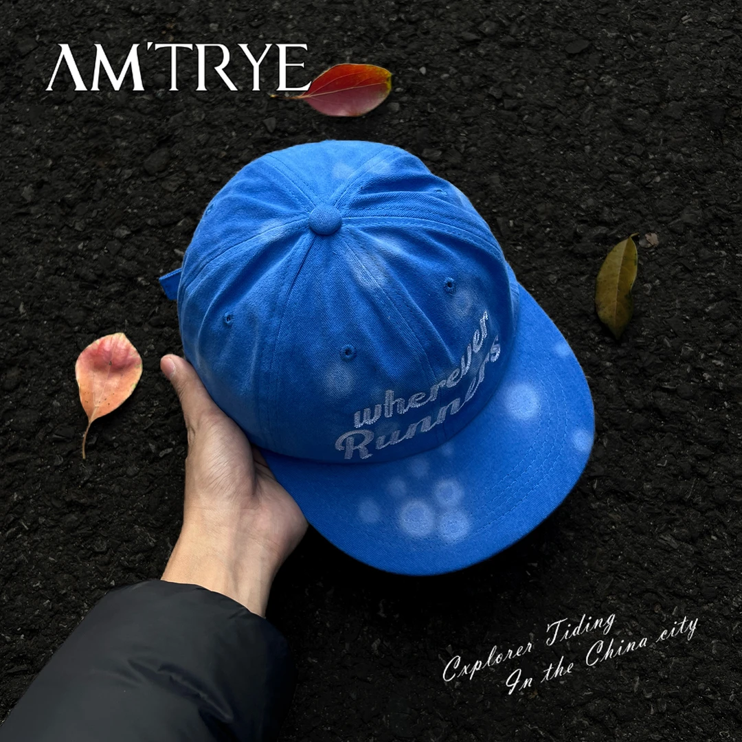 AMTRYE 韩国字母平檐鸭舌帽女户外街头嘻哈滑板帽显脸小棒球帽男