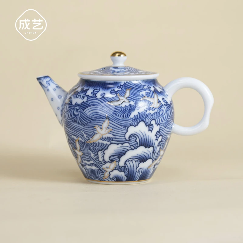 浪海泡茶专用小茶壶中式青花泡茶壶功夫茶具家用复古陶瓷茶壶