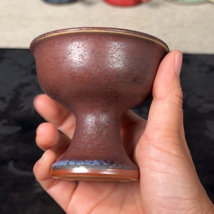 杯古法鸡窝钧瓷杯