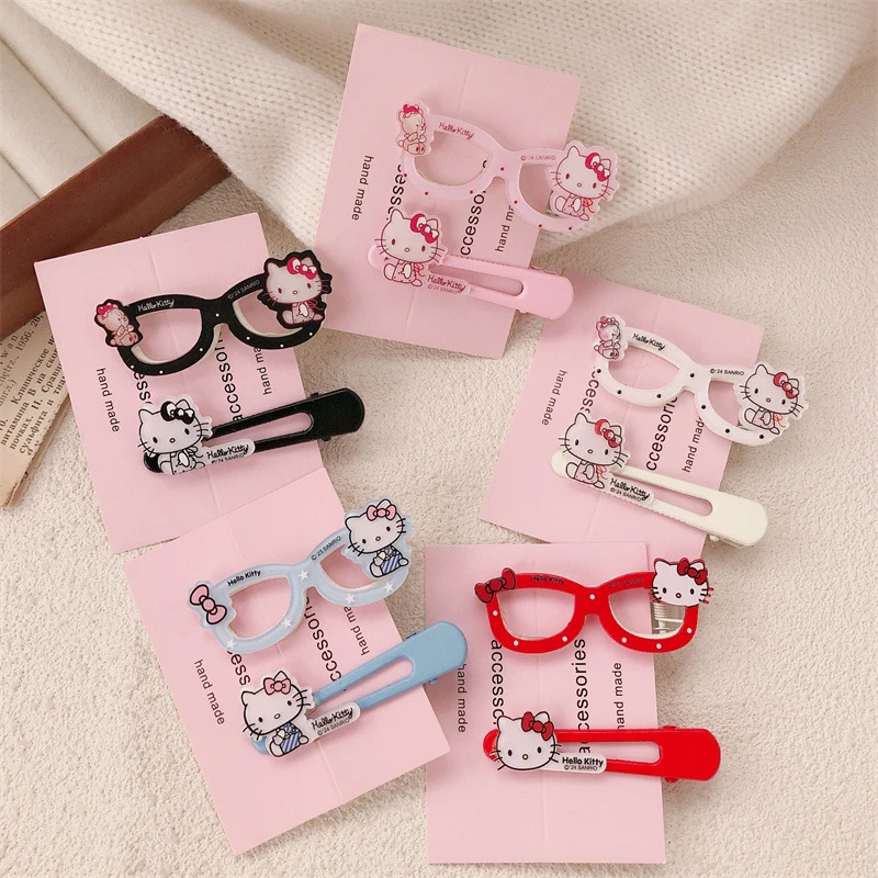 卡通小猫发夹女创意眼镜造型刘海夹发卡鸭嘴夹前额碎发夹子发饰品