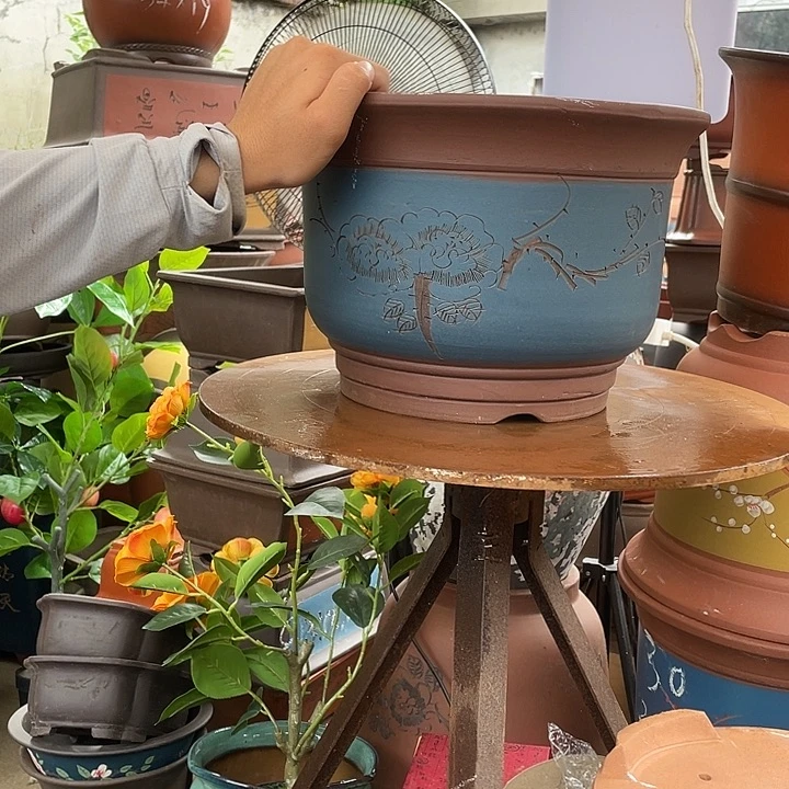 31蓝发财花盆紫砂花盆紫砂