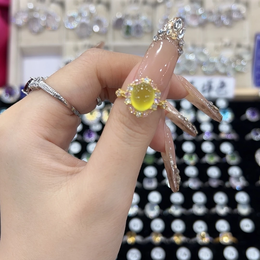 m***来蛇纹石玉银S925镶嵌戒指