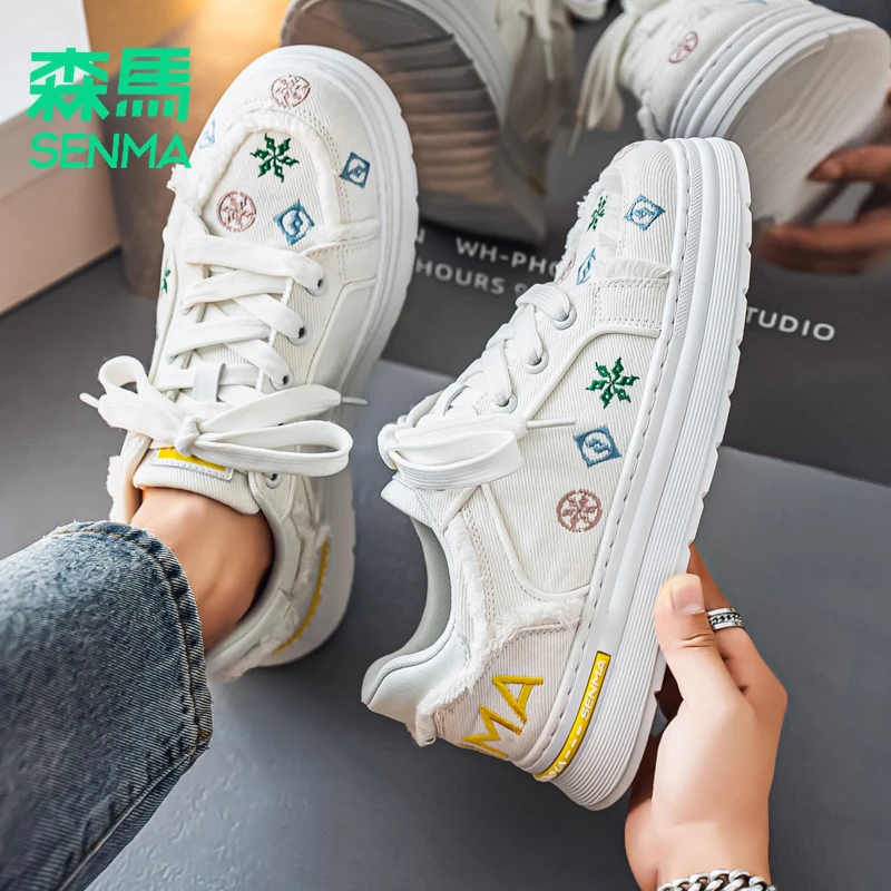 SENMA/森马男鞋2025夏季新款板鞋男舒适透气增高软底时尚休闲帆布