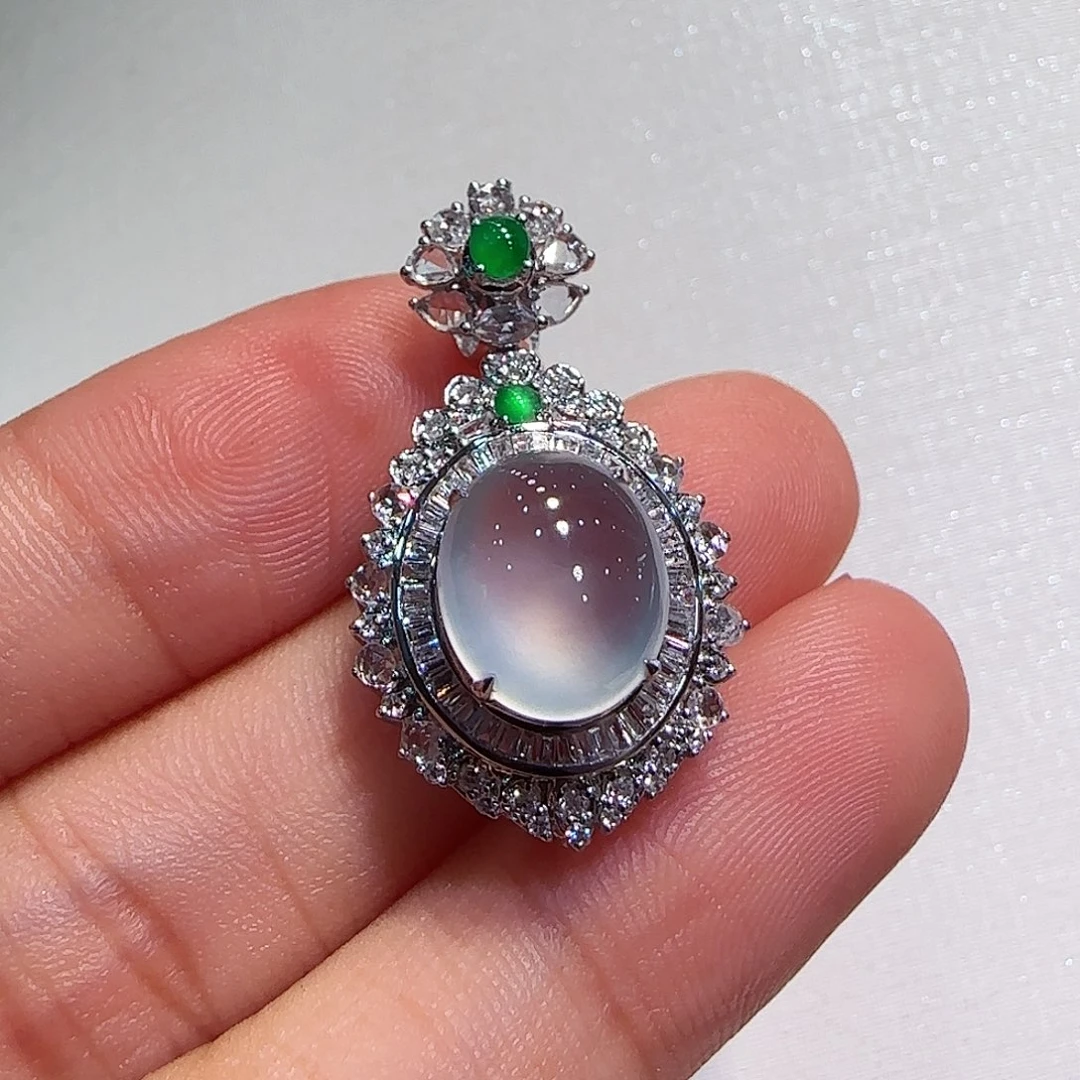 翡翠18K金镶嵌吊坠(不含链)吊坠