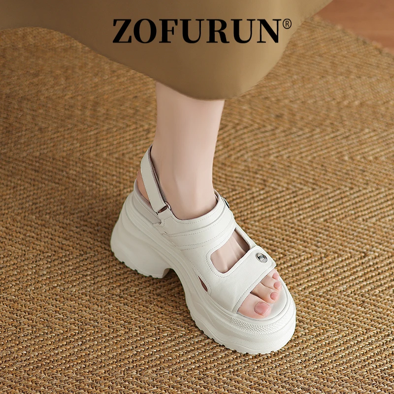 ZOFURUN夏季12cm厚底松糕凉鞋女高跟休闲运动小个子罗马鞋时尚