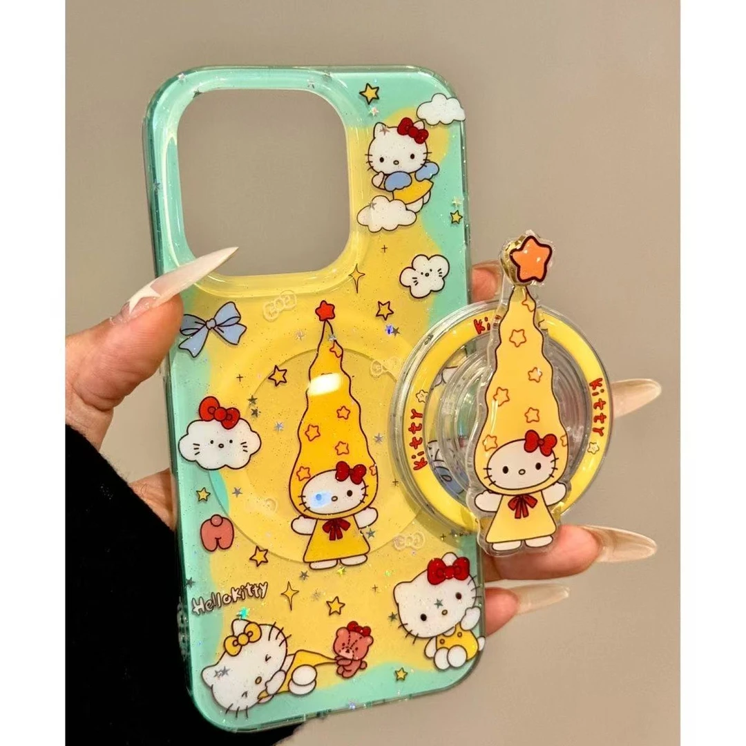 卡通可爱旋转星星天使高帽猫咪适用iphone16promax苹果15pr手机壳