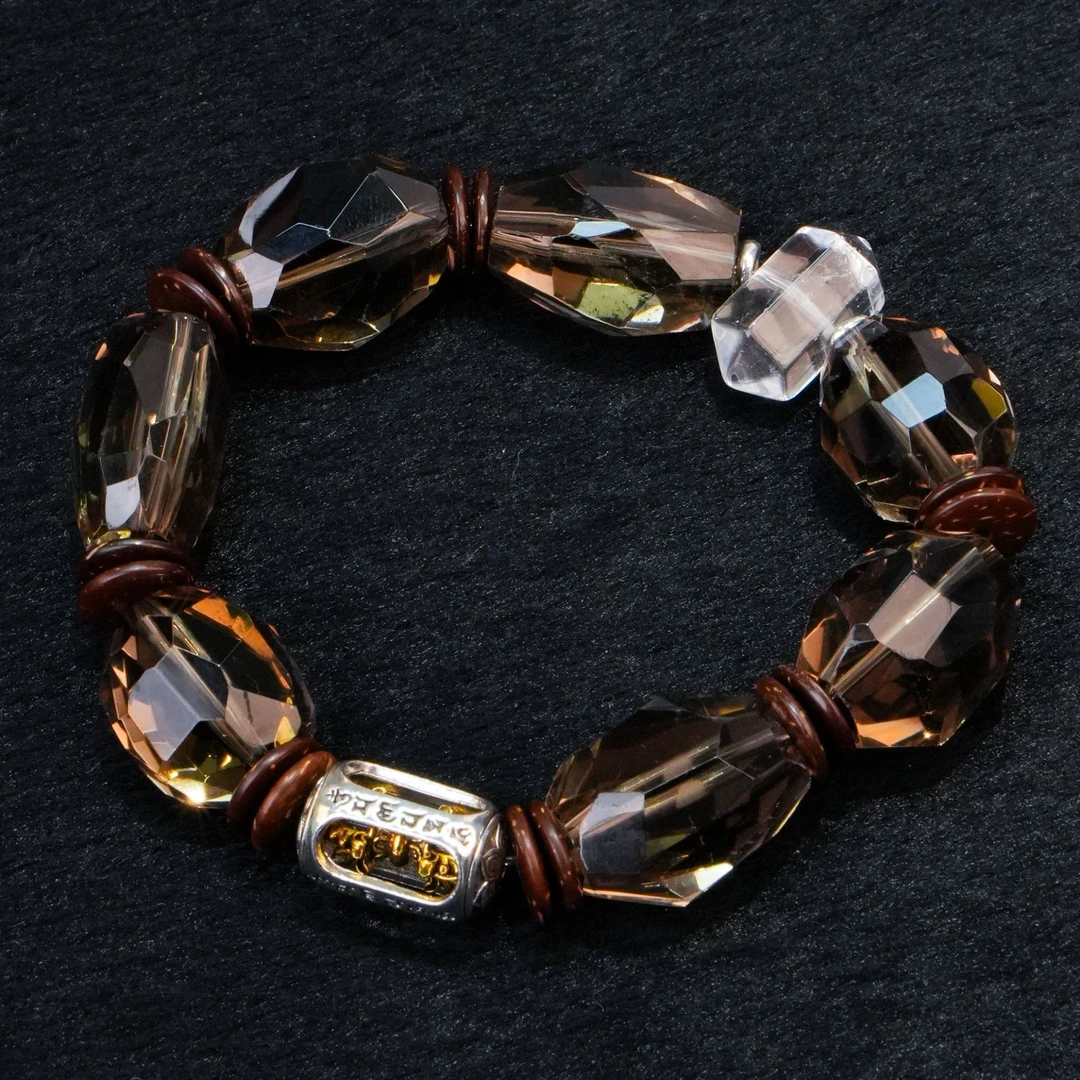 【小人退退】天然水晶黑茶晶双A白小众设计款手串（多样性发其一）