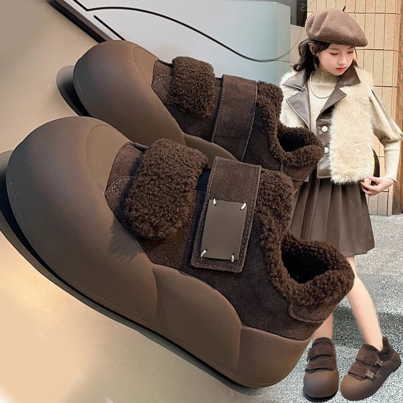 女童棉鞋2025冬季新款儿童加绒加厚大棉鞋软底防滑中大童毛毛鞋子