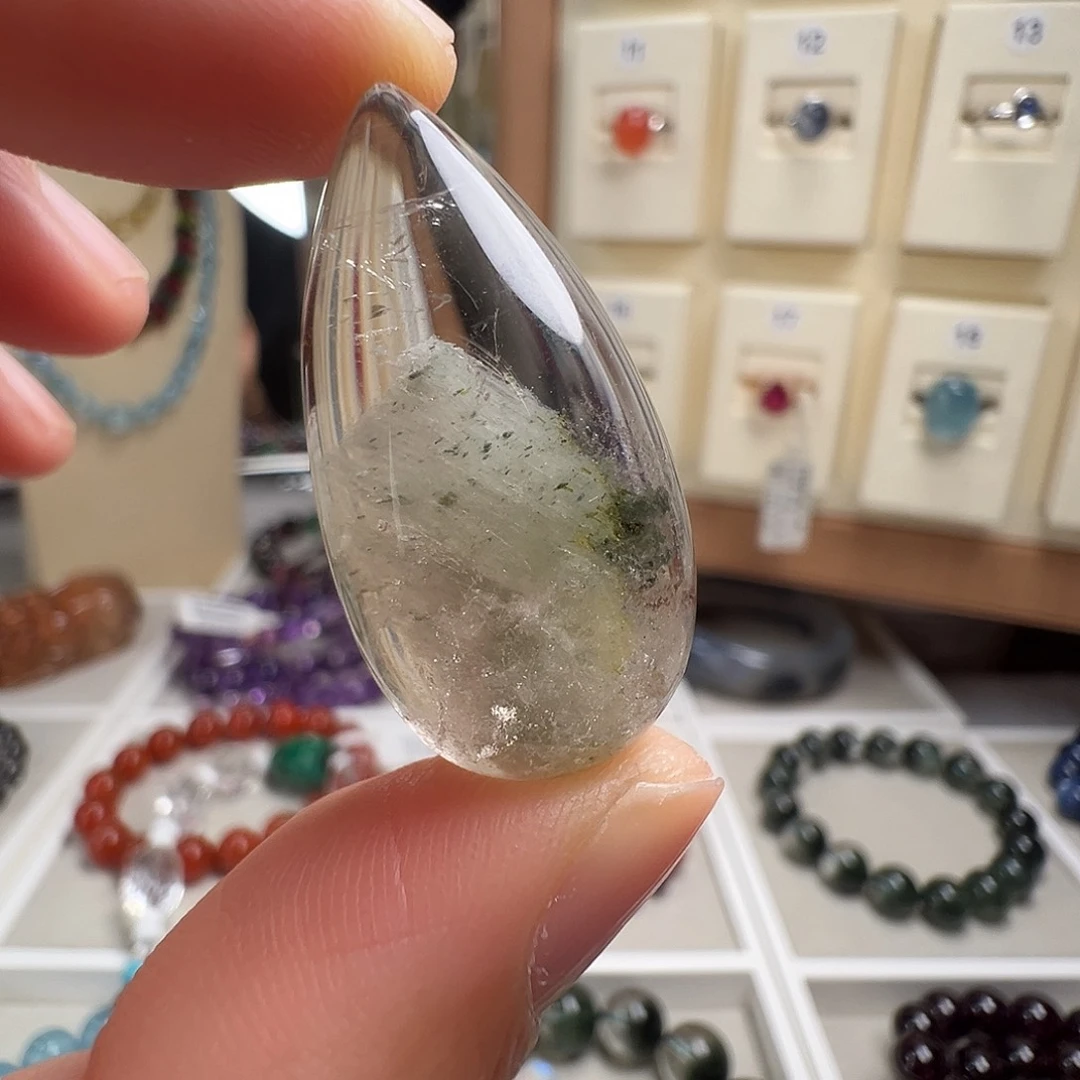 颈饰银S925镶嵌水晶天然幽灵水晶