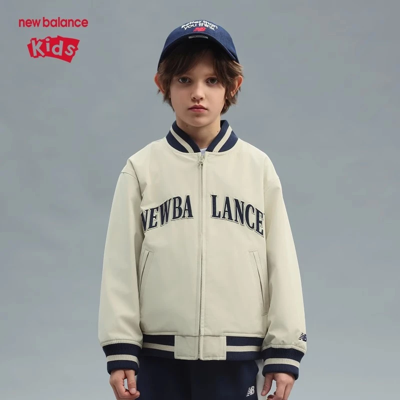 New Balance新派简约男女童棒球服梭织夹克儿童运动外套7AF1E013