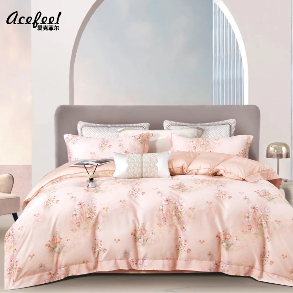 acefeel爱克菲尔莱桉莱赛尔天丝床单四件套印花丝滑轻奢