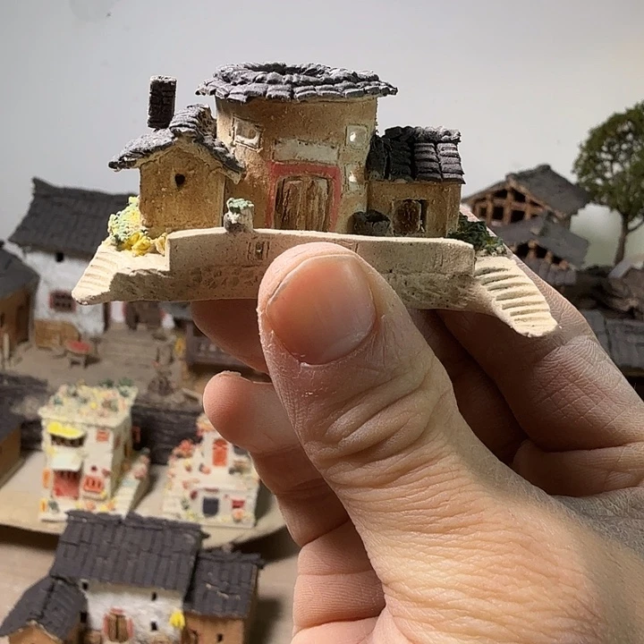 陶瓷农家小院摆件