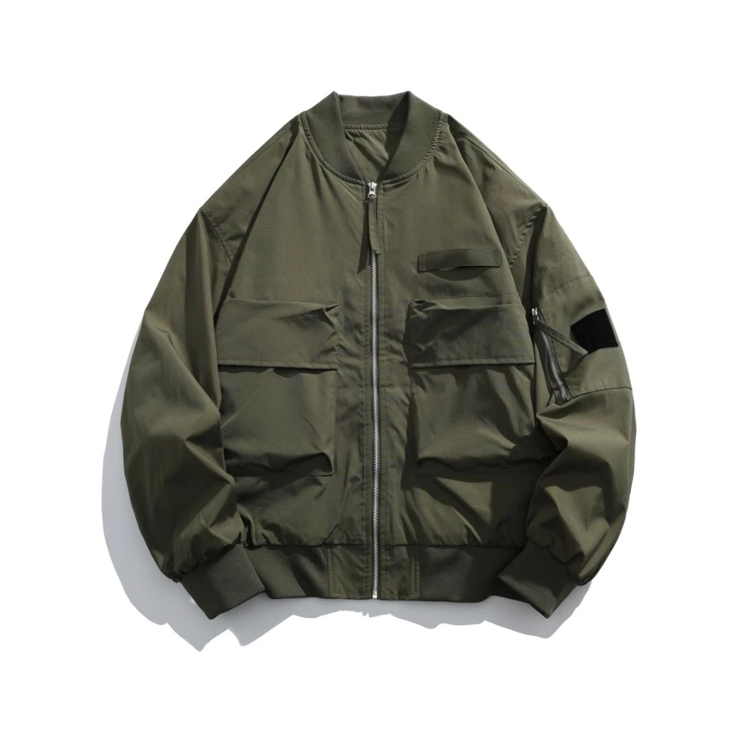 OHUP复古美式棒球服工装飞行员棉衣男冬季街头保暖夹克棉服外套