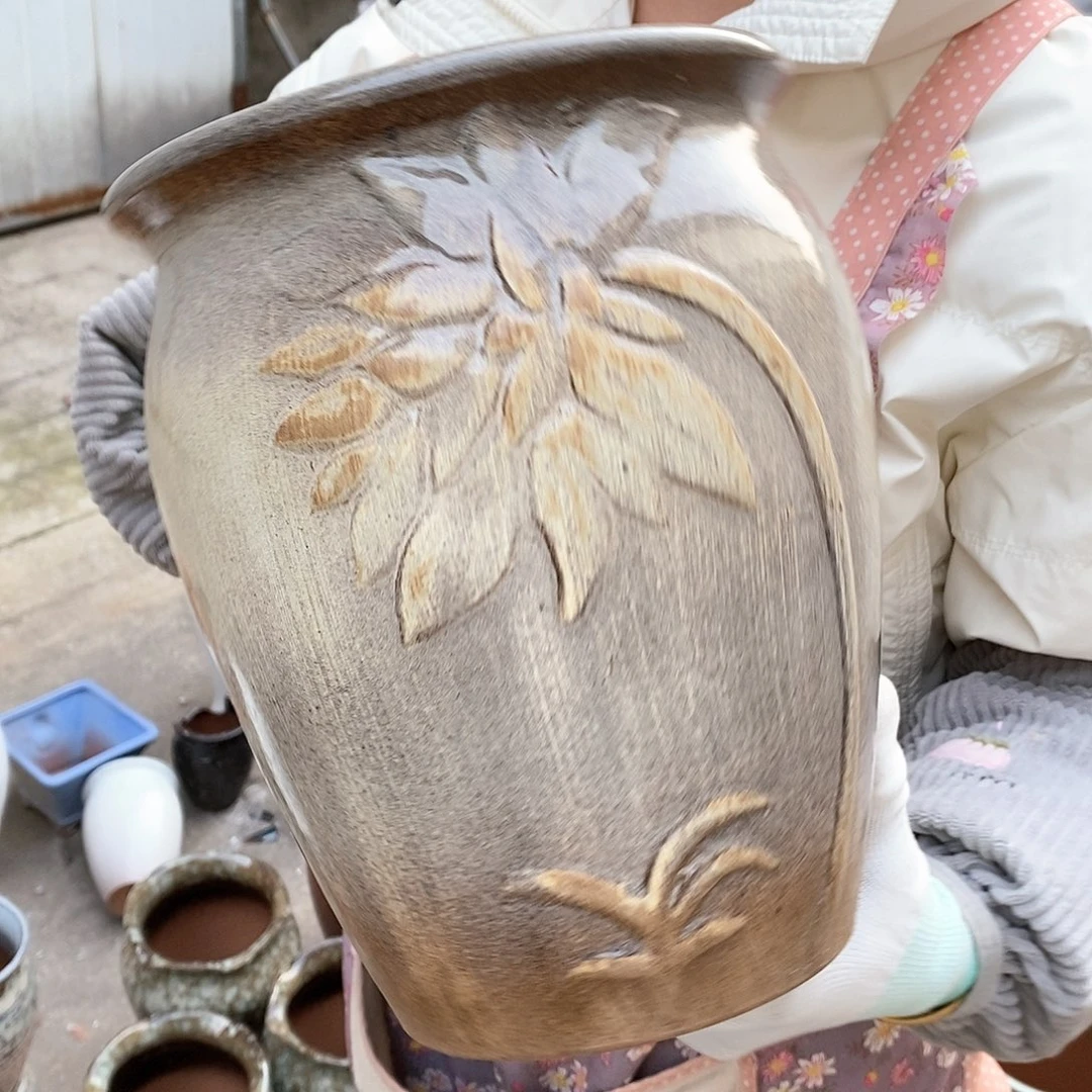 紫砂花盆瑕疵口20高25瑕疵