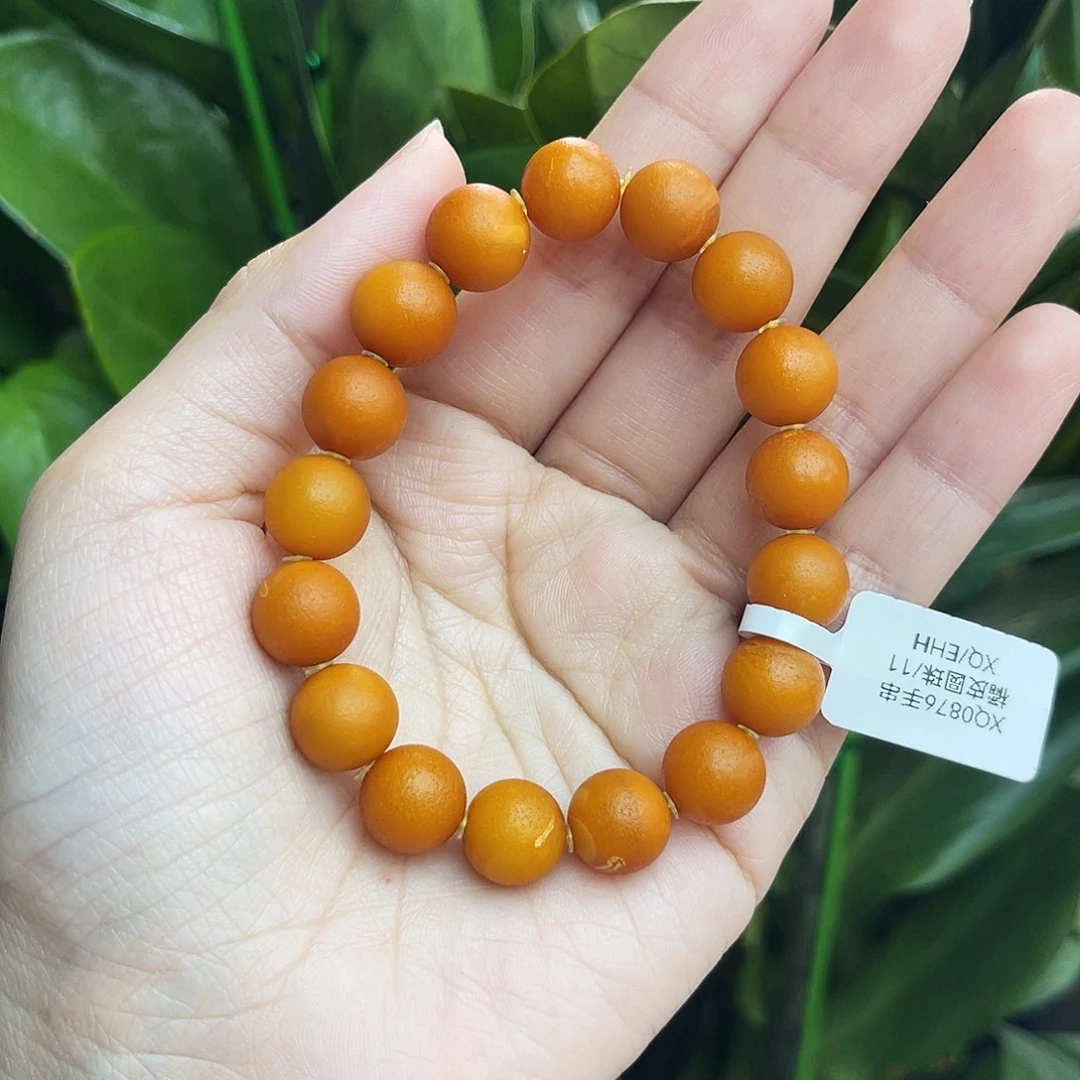 琥珀未镶嵌手链11m老蜡