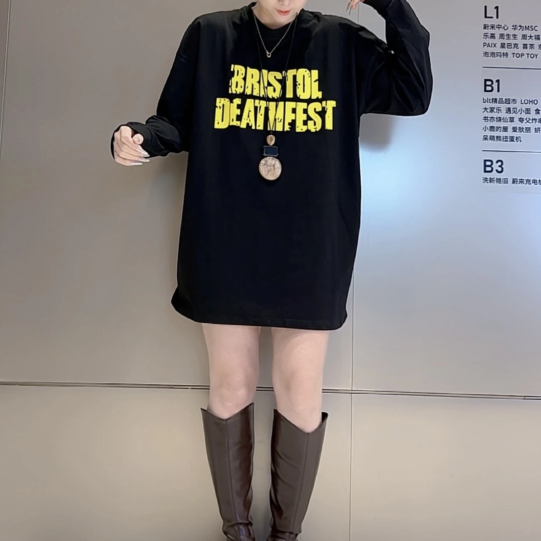 【艾艾265】新春宽松版型纯棉单面印花T恤中长款上衣