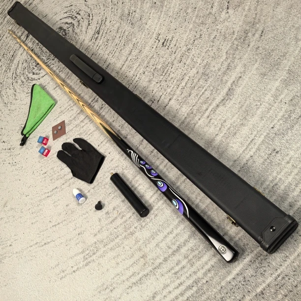 台球杆蓝孔雀加重球杆小头中式通杆黑八斯诺克九球新手入门会员杆