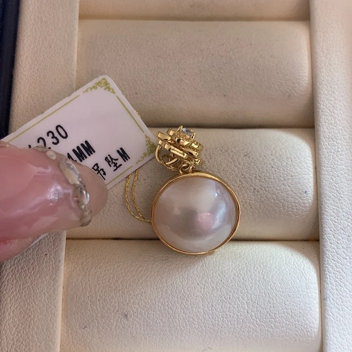 银S925镶嵌颈饰拼合珍珠（马贝珠）