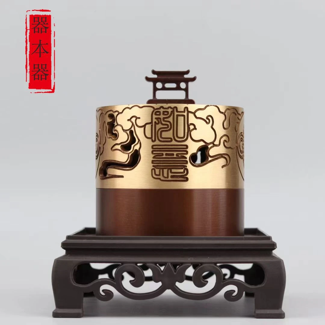 香炉黄铜家用 创意黄铜熏香炉 云起盘香炉 家居礼品茶道香炉摆件