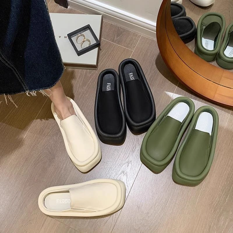 【香港DcSU专柜国际女鞋馆】网红凉鞋 皮包头半拖鞋女2025春季外