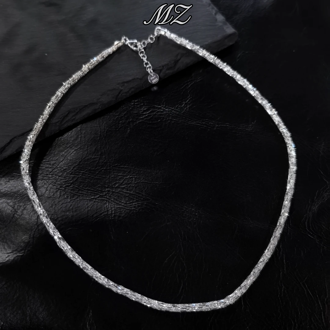 坠链均925银 满天星细闪网纹choker女高级甜辣高级-星河项链0862