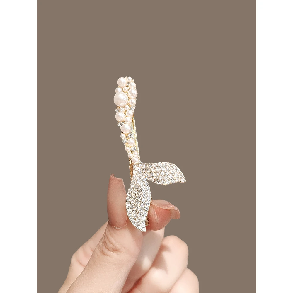 韩国小众设计师款美人鱼尾发夹边夹网红刘海夹发饰头饰鸭嘴夹顶夹