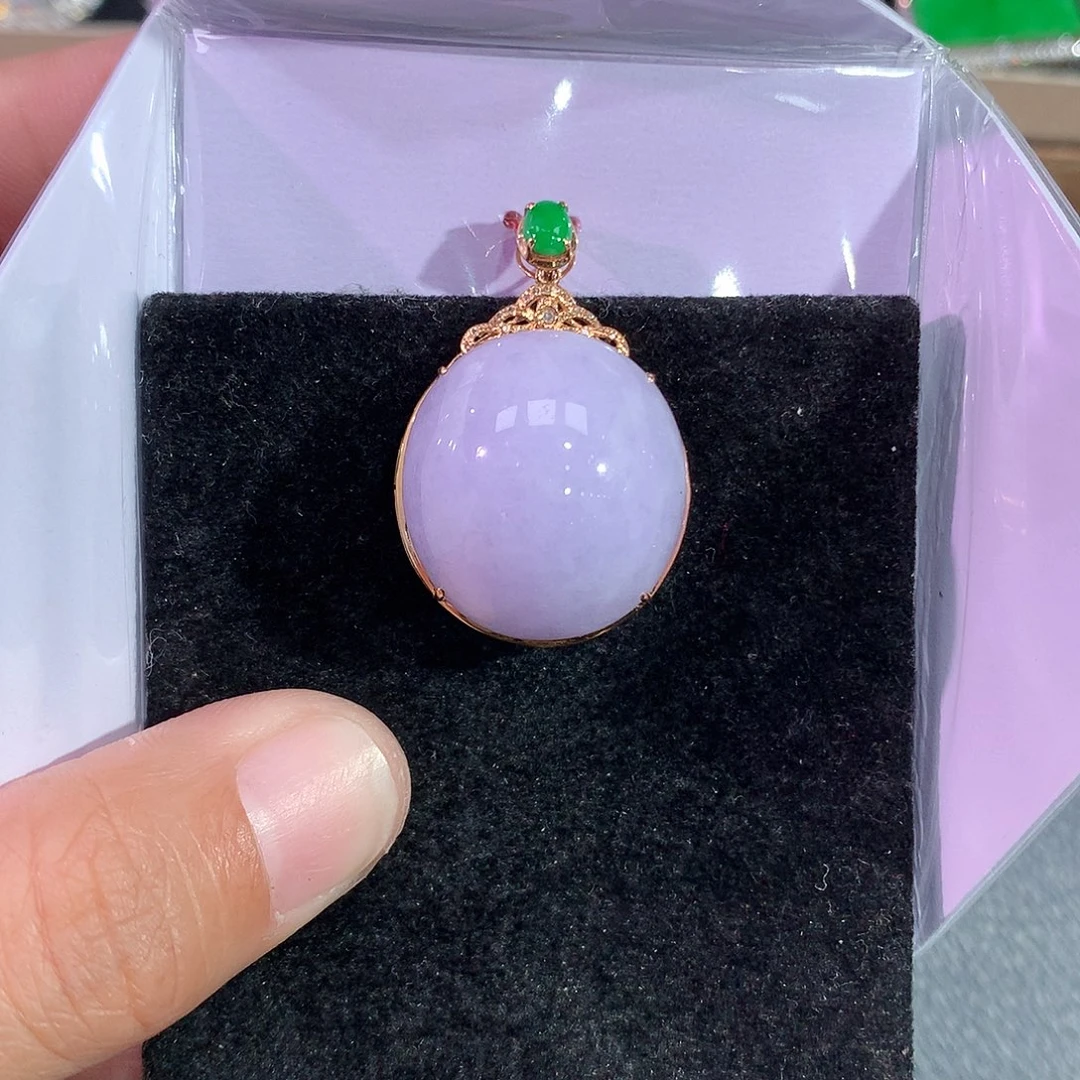 翡翠吊坠(赠链)18K金镶嵌