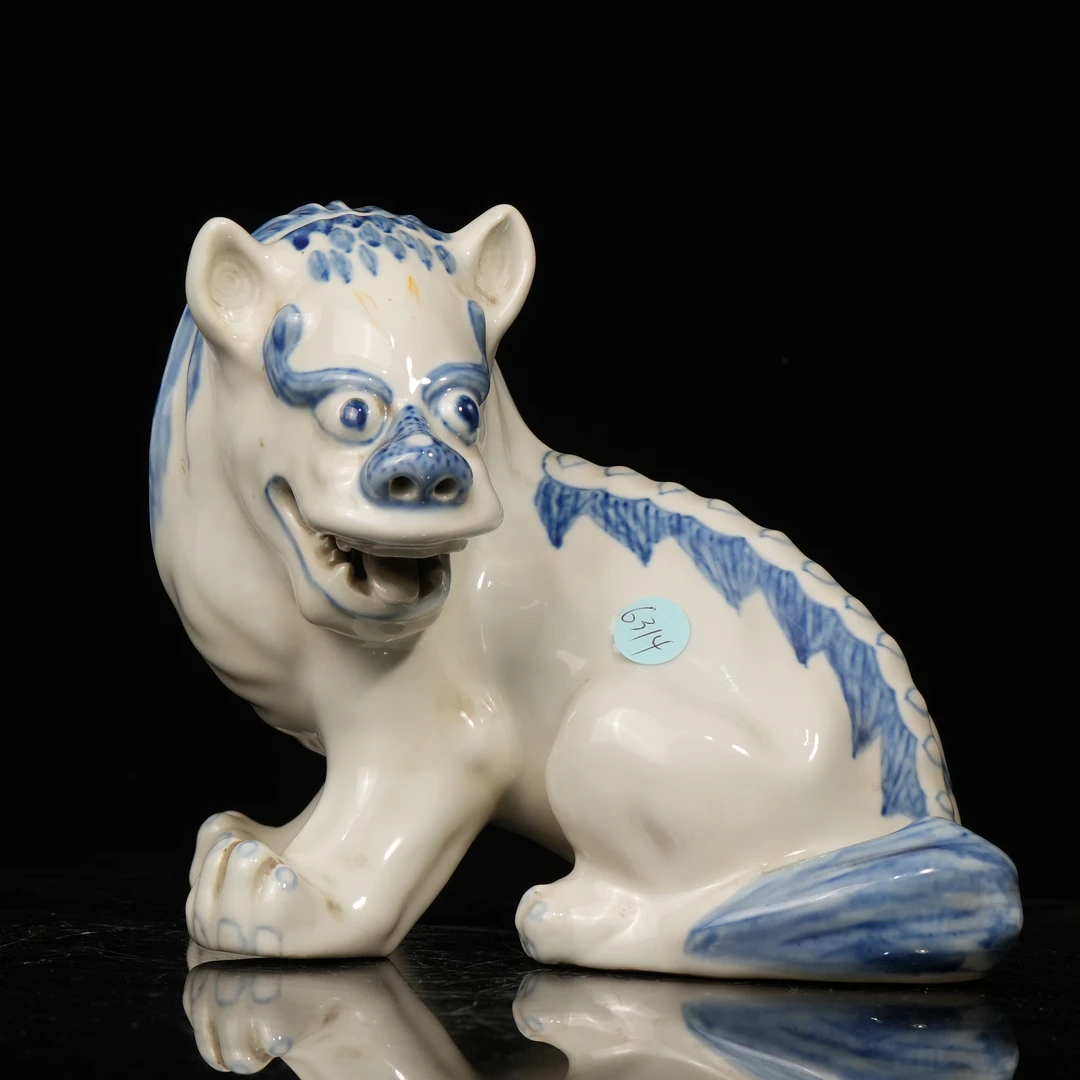 lot15985 6314 晚清 大号青花狻猊 H:20