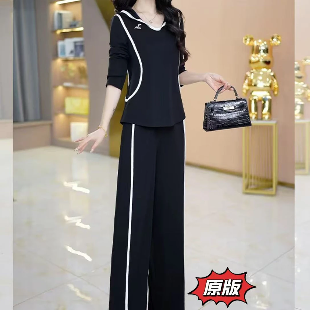 【上衣+裤子】高档时尚运动休闲两件套2025秋季新款显瘦洋气套裤装