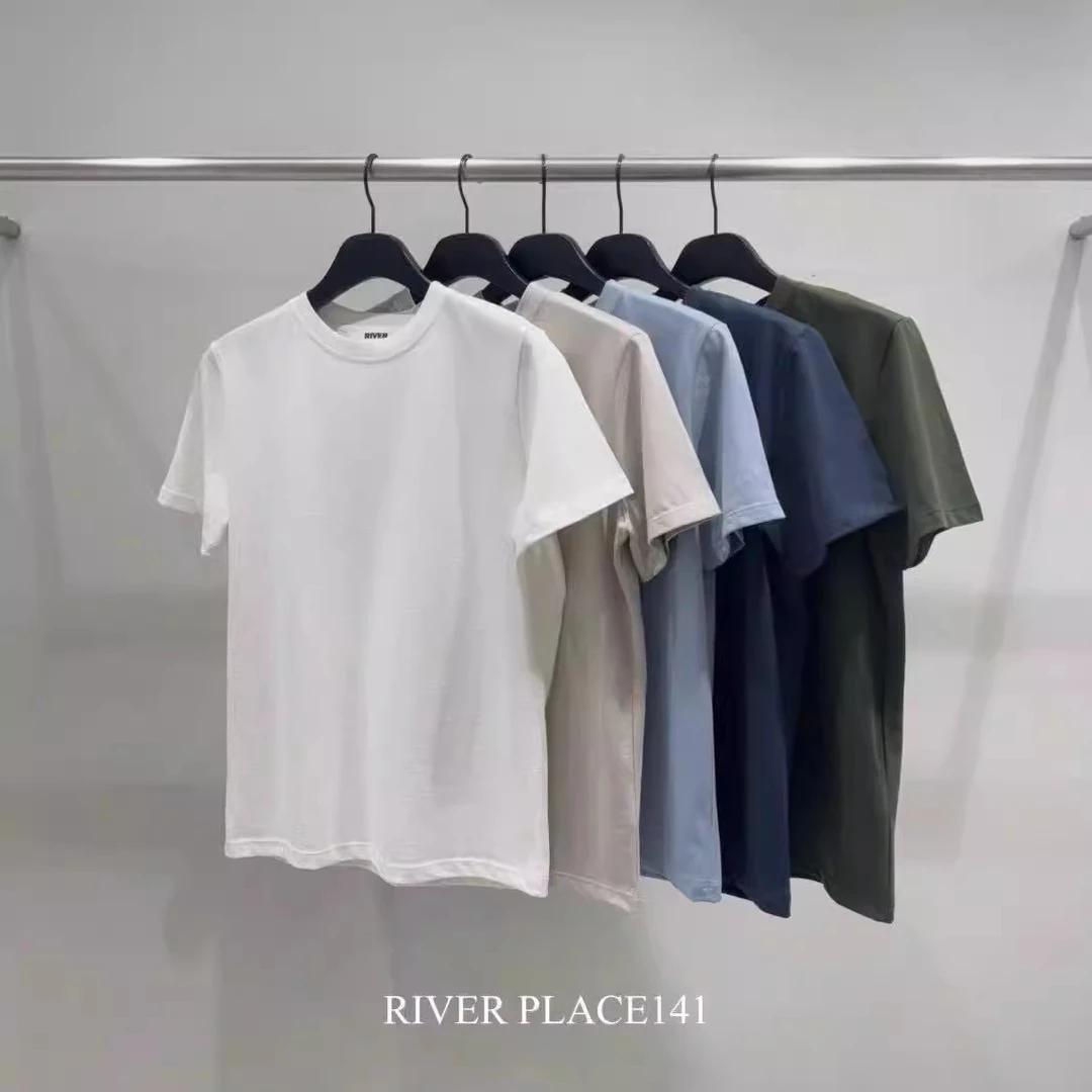 泡菜~东大门river2025春新圆领纯色百搭休闲宽松短袖T恤