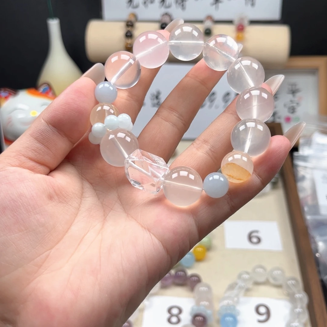 关***煮水晶手串未镶嵌奶白