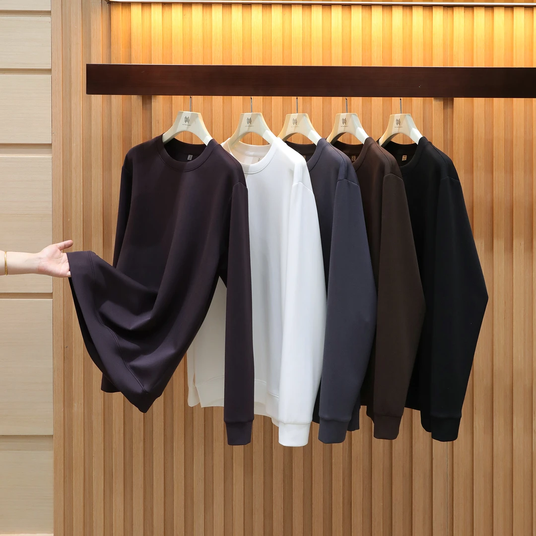 2025早秋新款男士纯色极简风莫代尔卫衣叠穿长袖打底衫基础款1255