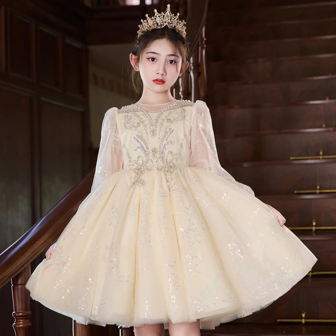 女童礼服轻奢小众高端儿童钢琴演奏演出服主持人花童生日公主裙子