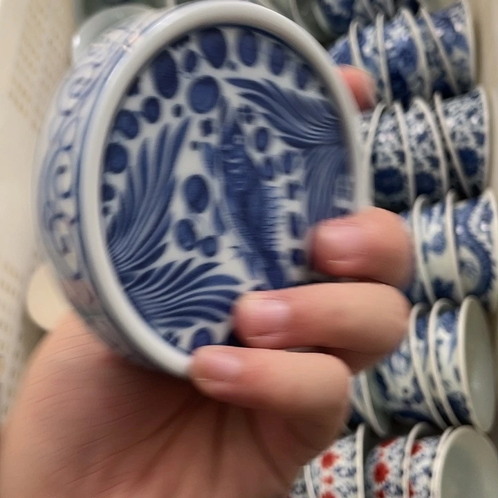 瓷片景德镇青花鱼藻纹盖置