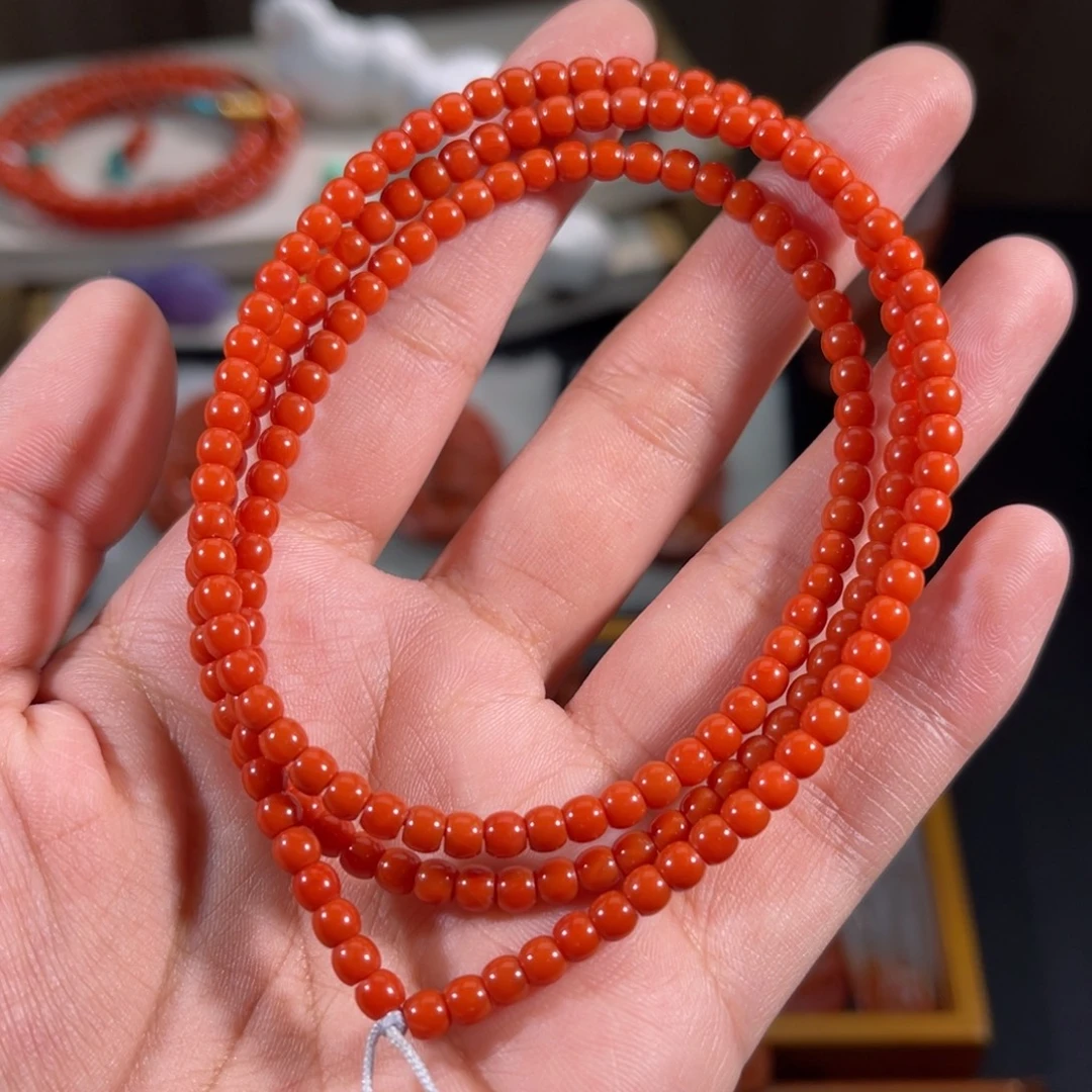 南红玛瑙未镶嵌老型念珠串4左右
