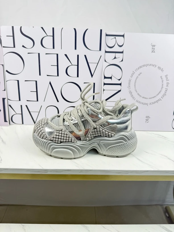 欧洲站春夏四季款欧货高端真皮网面气垫百搭潮酷休闲女鞋潮鞋透气