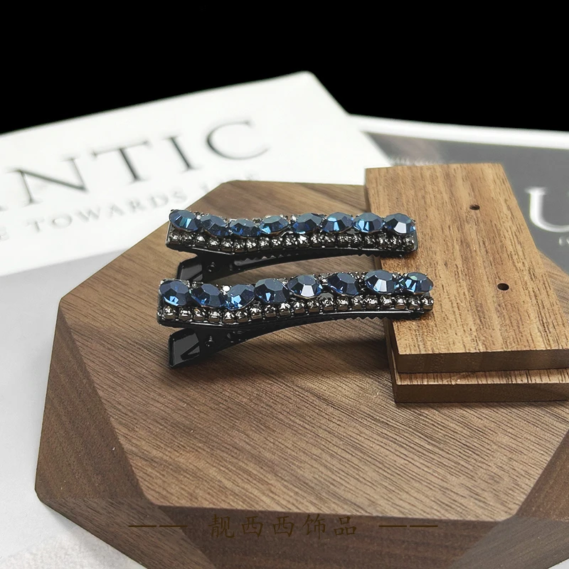 【LXX靓西西】457 鸭嘴夹4.8厘米蓝色简约气质碎发夹一对装