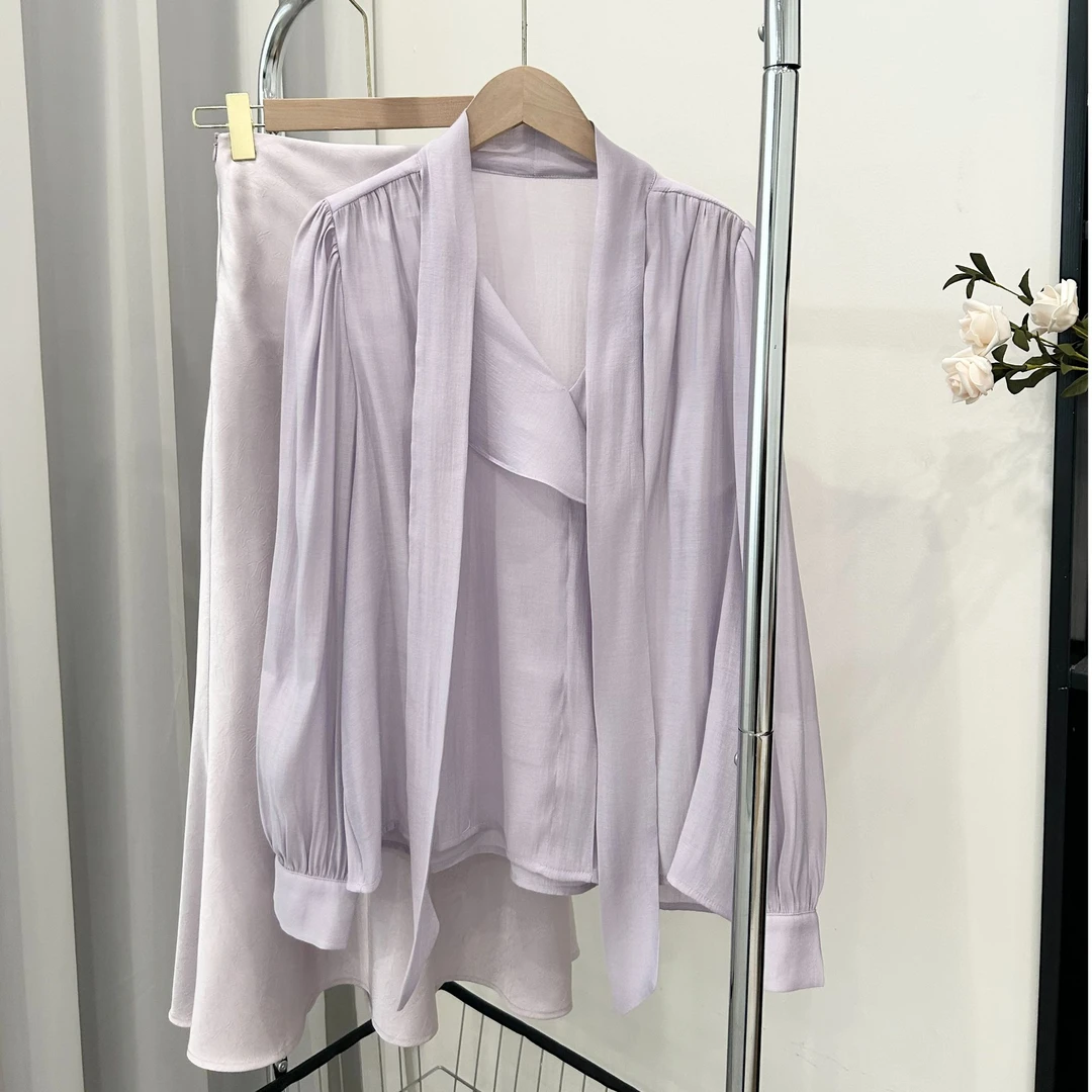 拉夏贝尔2025年春季新款百搭休闲时尚女士上衣+半身裙 12636 JCK